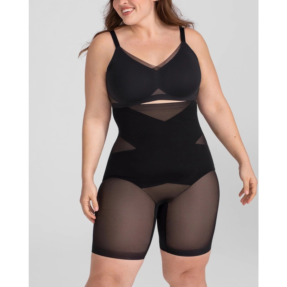 Honey Love Shapewear NWT Womens 1X Black Superpower Short High Waisted Smoothing